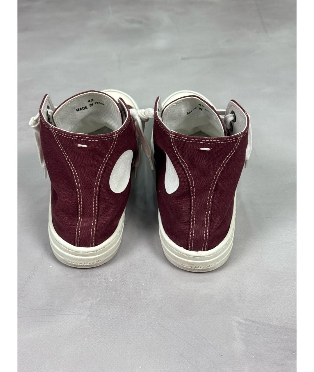 MAISON MARGIELA Бордовые текстильные высокие кроссовки / кеды, фото 4