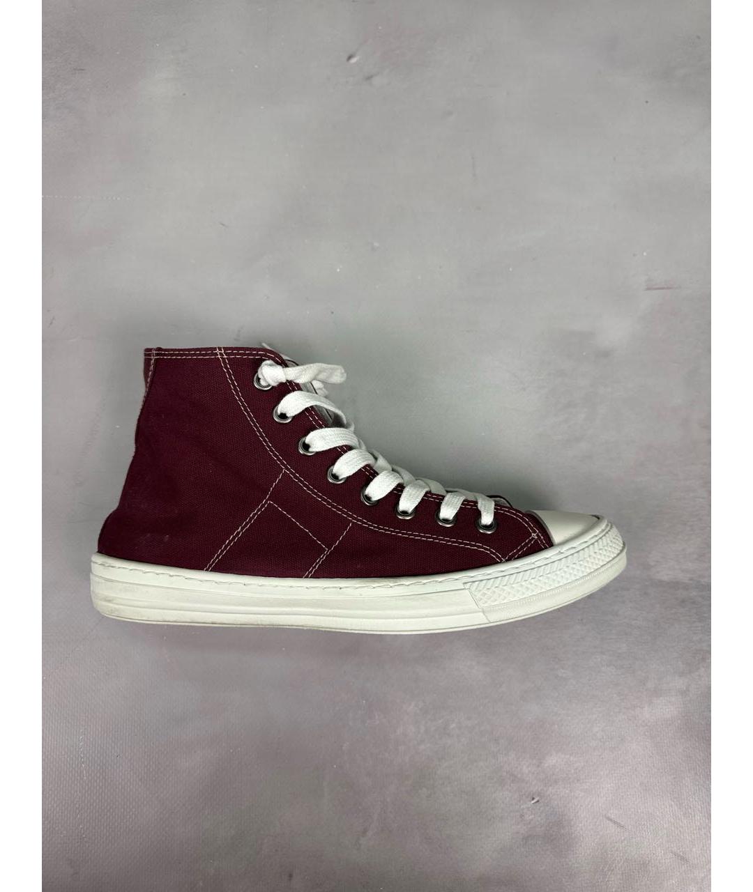 MAISON MARGIELA Бордовые текстильные высокие кроссовки / кеды, фото 9