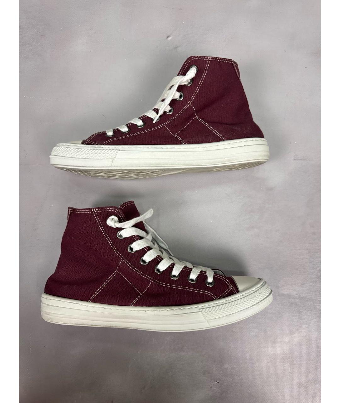MAISON MARGIELA Бордовые текстильные высокие кроссовки / кеды, фото 5
