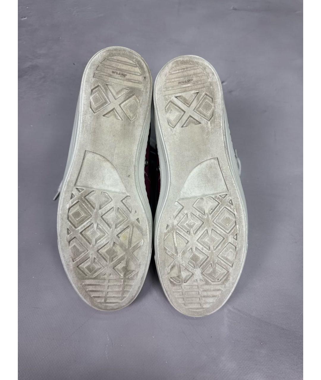 MAISON MARGIELA Бордовые текстильные высокие кроссовки / кеды, фото 7