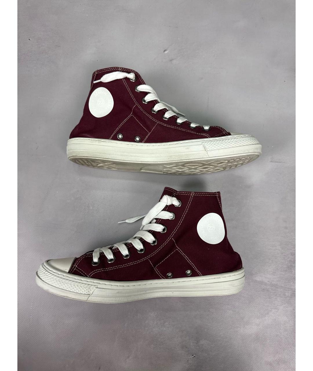 MAISON MARGIELA Бордовые текстильные высокие кроссовки / кеды, фото 6