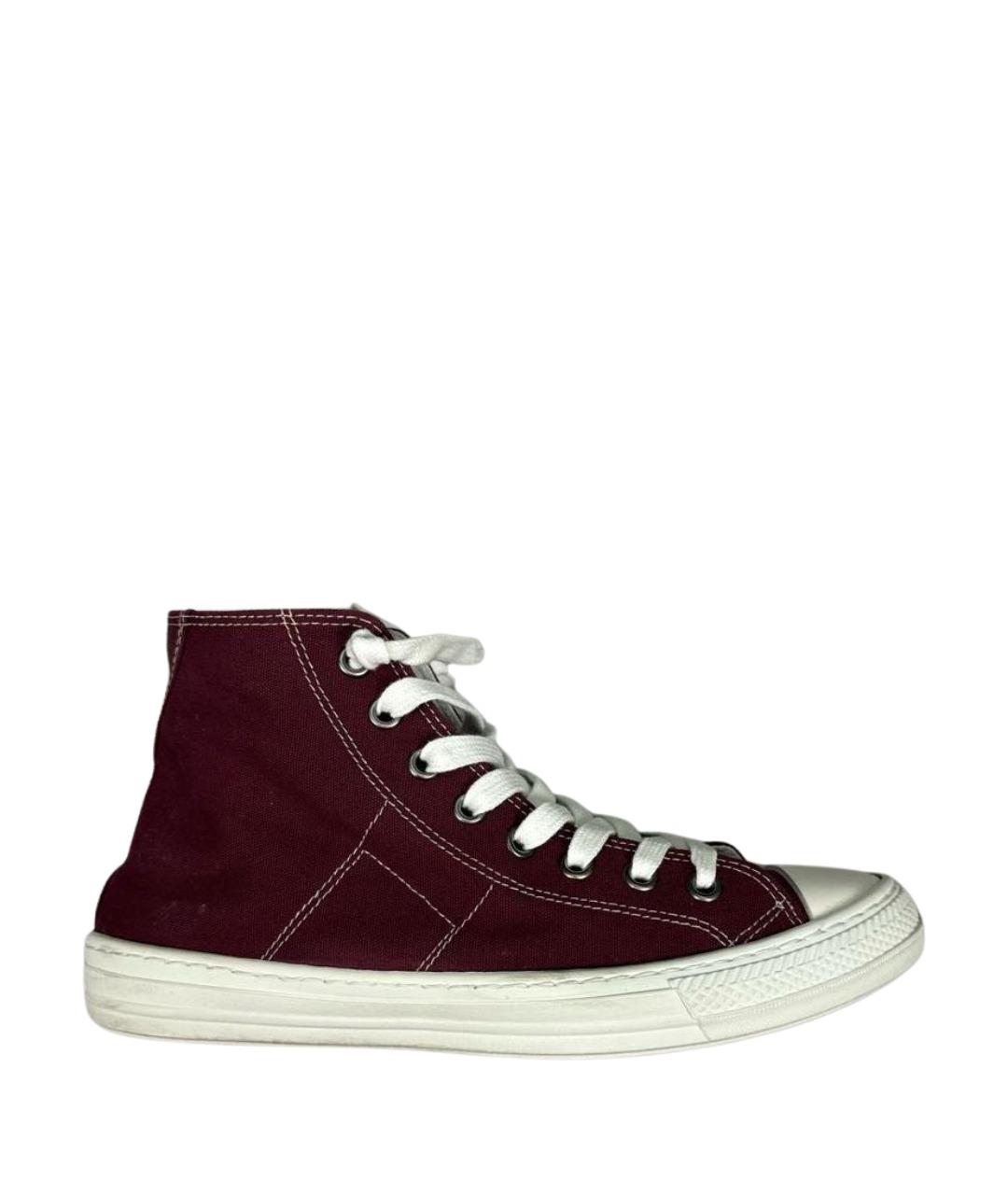 MAISON MARGIELA Бордовые текстильные высокие кроссовки / кеды, фото 1