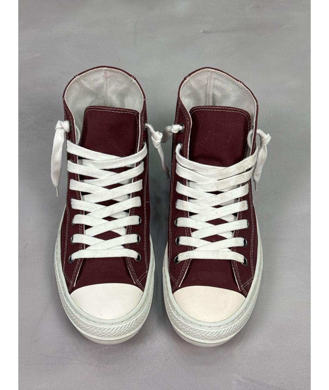 MAISON MARGIELA Бордовые текстильные высокие кроссовки / кеды, фото 3