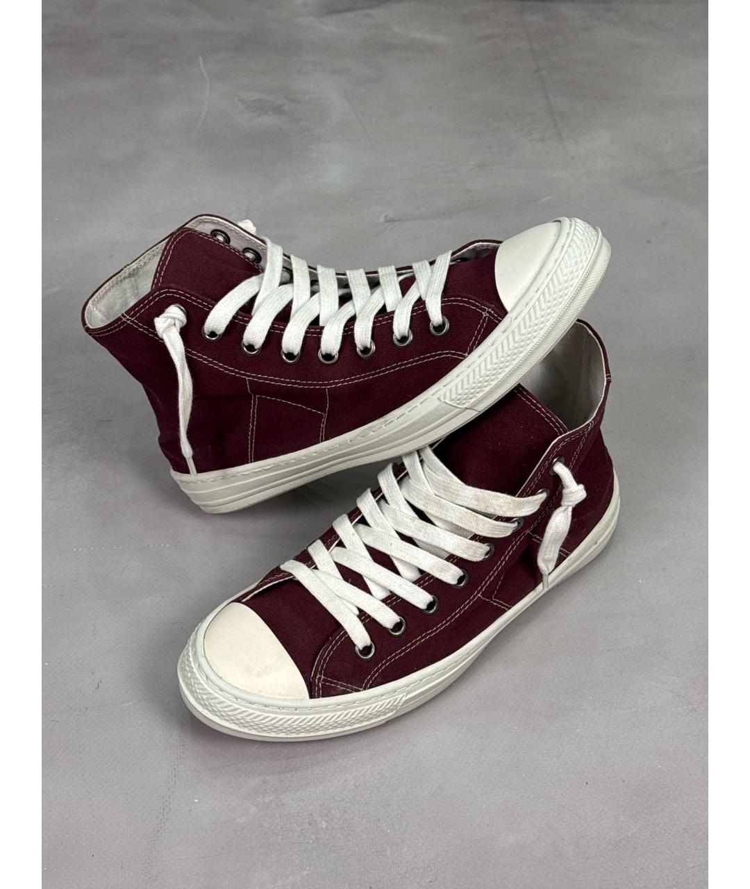MAISON MARGIELA Бордовые текстильные высокие кроссовки / кеды, фото 2