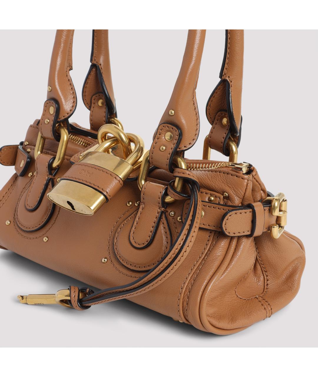 CHLOE Бежевая кожаная сумка с короткими ручками, фото 3