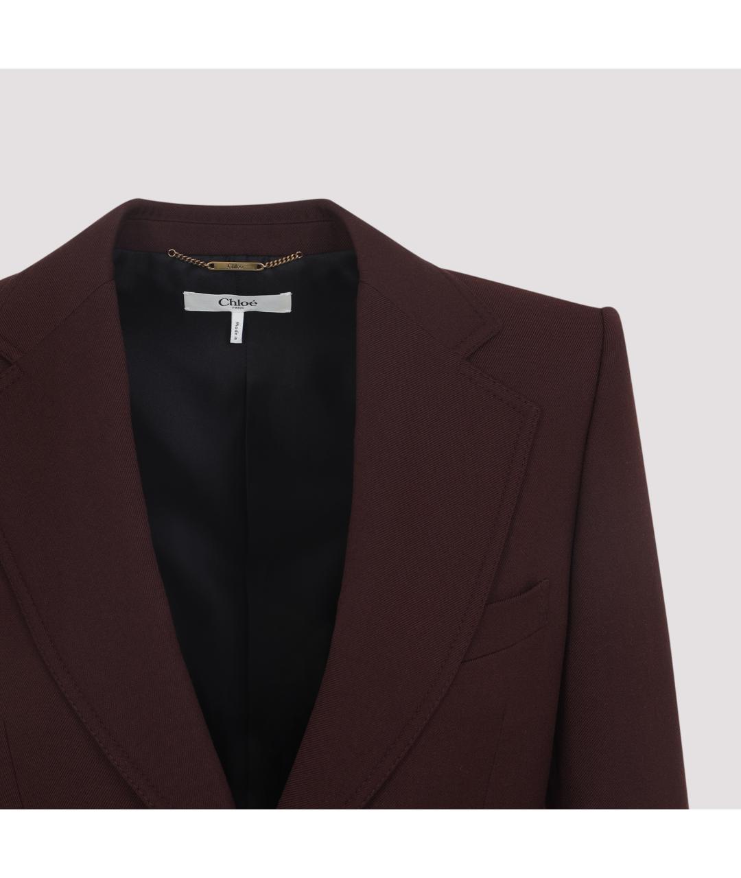 CHLOE Бордовый шерстяной жакет/пиджак, фото 4
