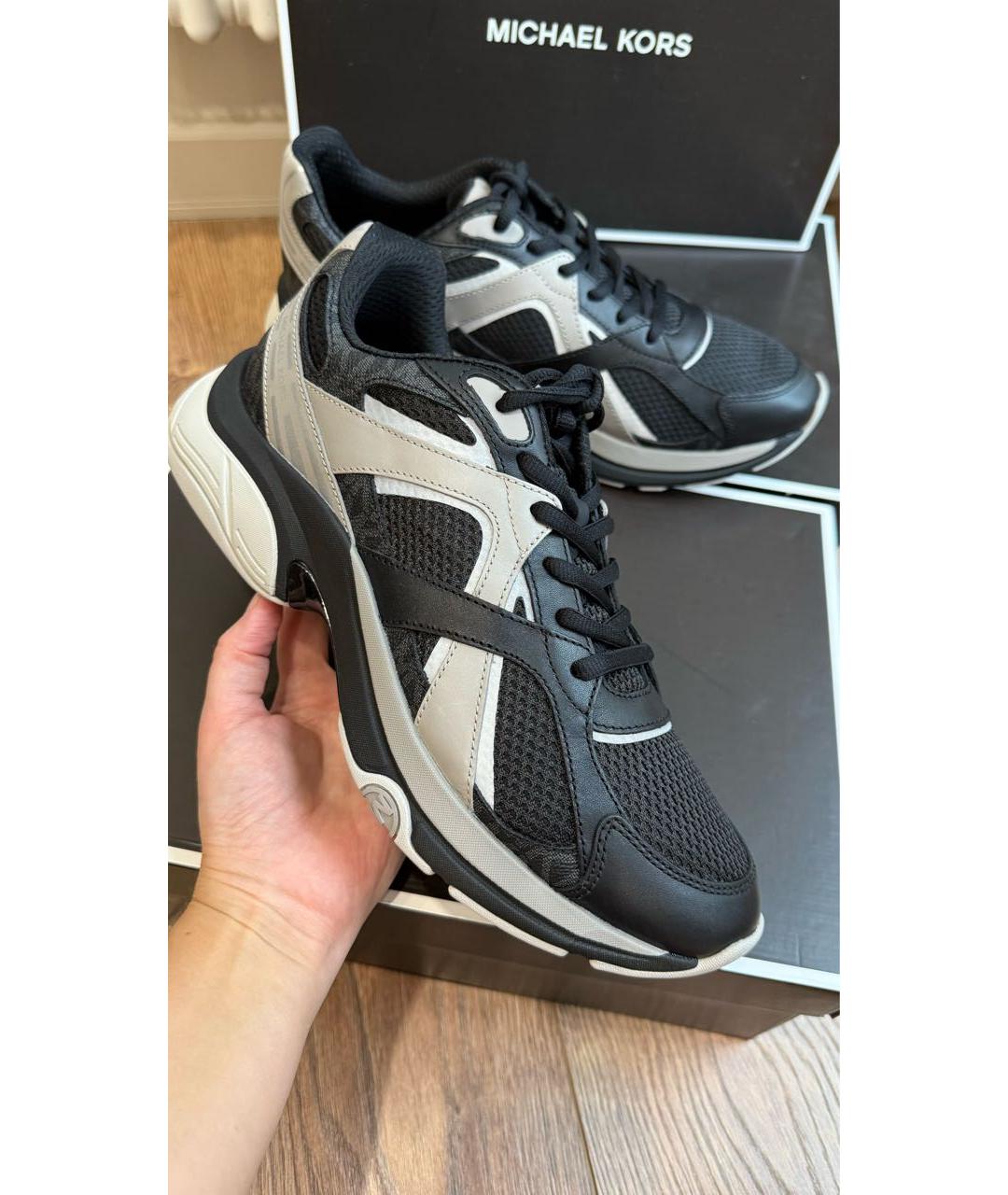 MICHAEL KORS Черные текстильные низкие кроссовки / кеды, фото 3