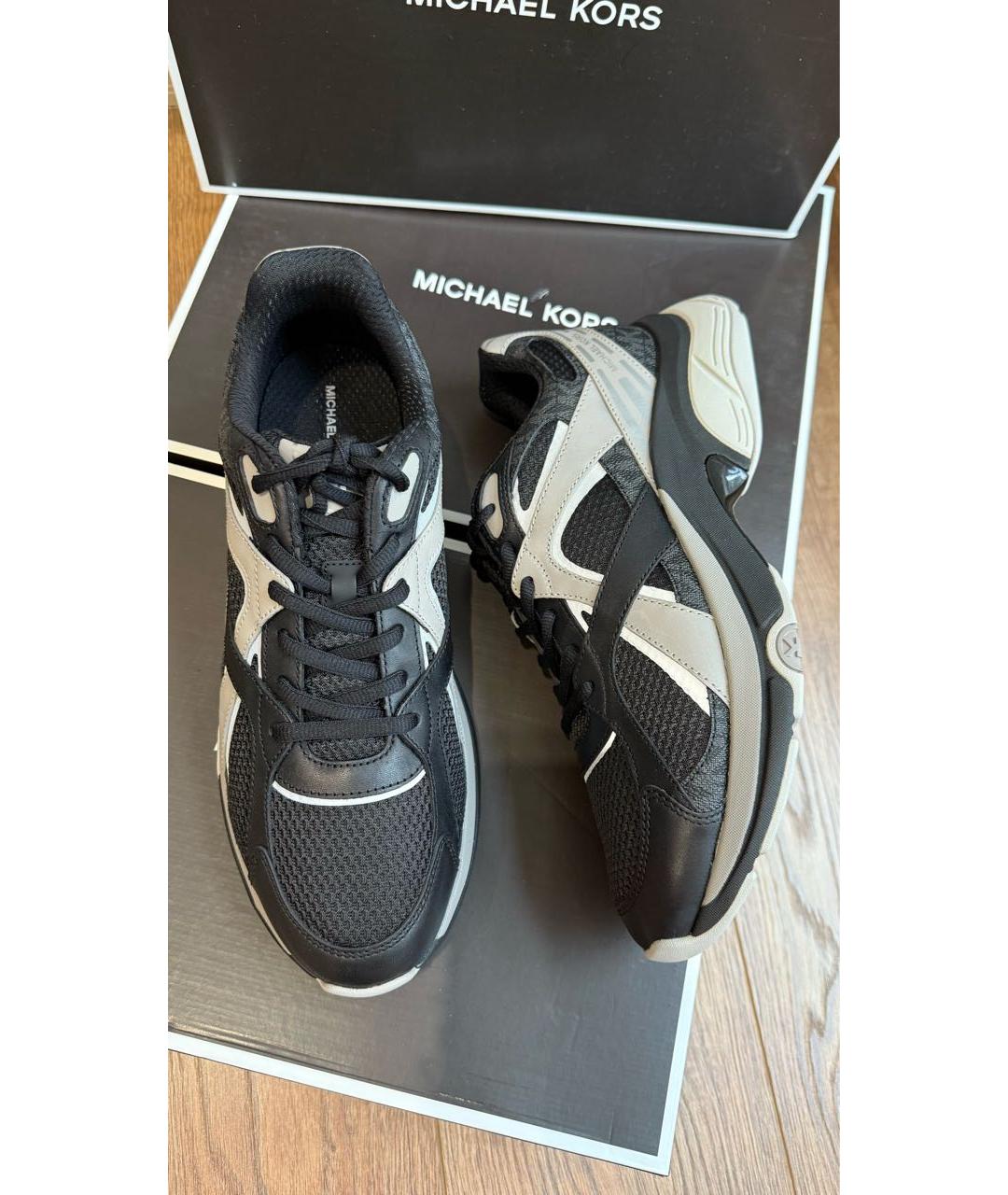 MICHAEL KORS Черные текстильные низкие кроссовки / кеды, фото 2