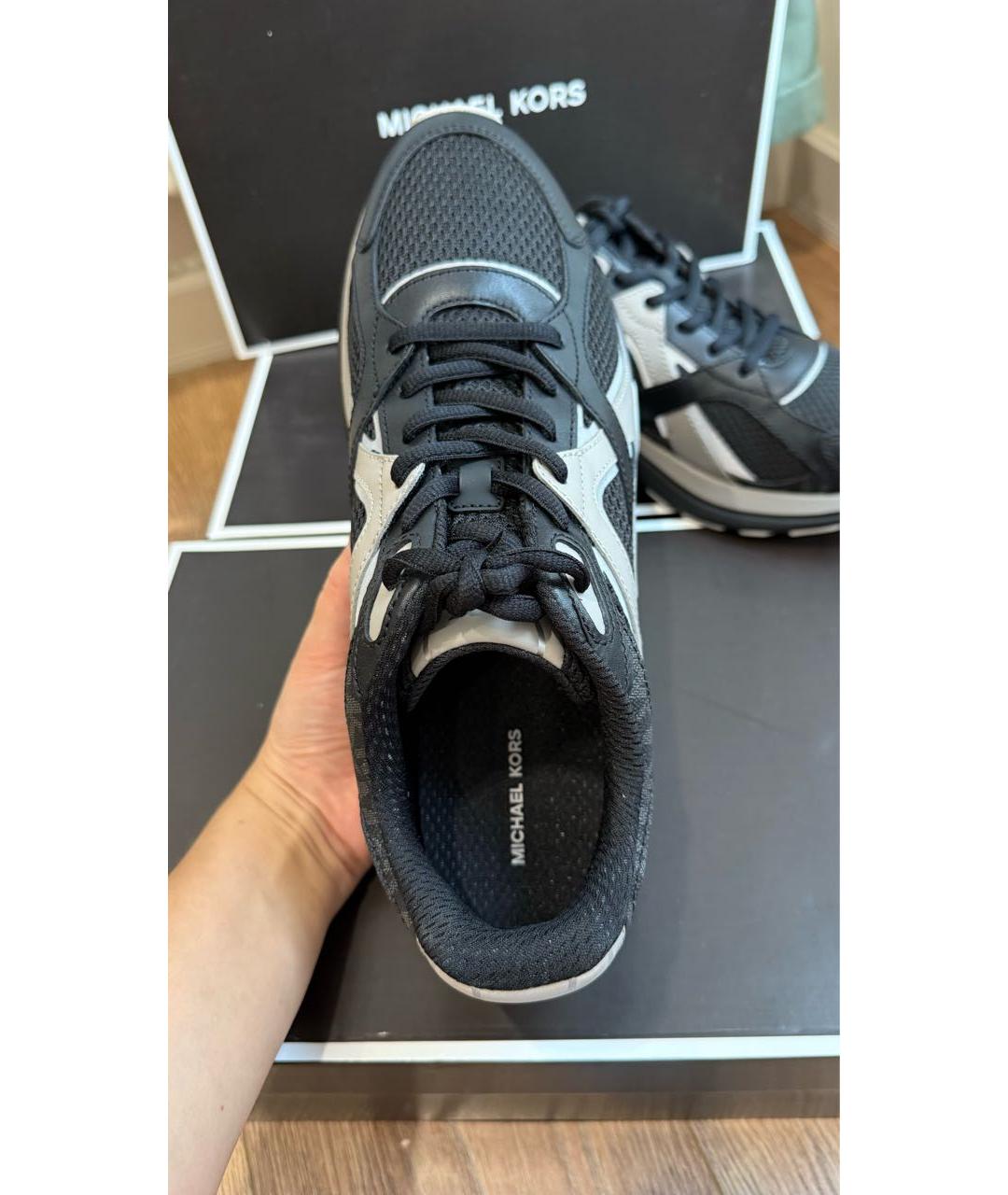 MICHAEL KORS Черные текстильные низкие кроссовки / кеды, фото 4