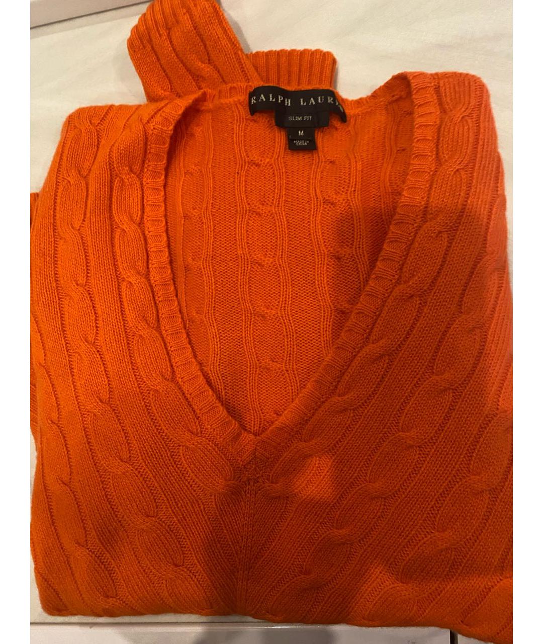 RALPH LAUREN Оранжевый кашемировый джемпер / свитер, фото 4