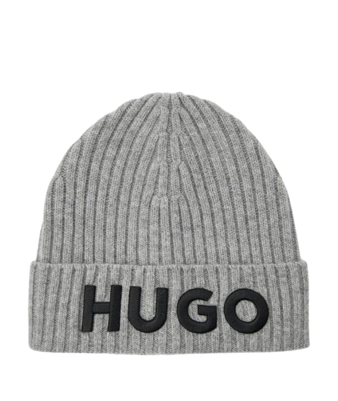 HUGO Серая шерстяная шапка, фото 1