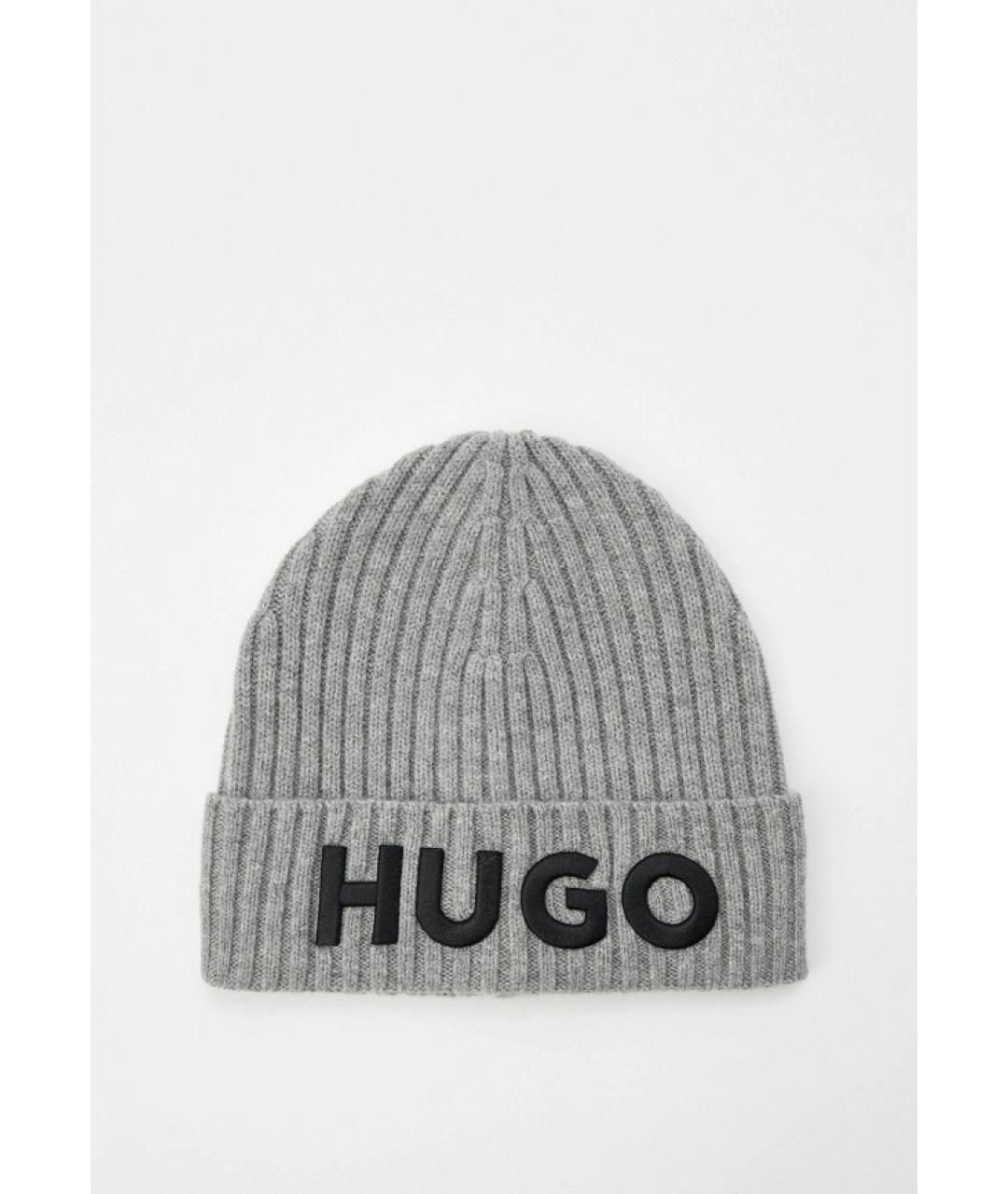 HUGO Серая шерстяная шапка, фото 6