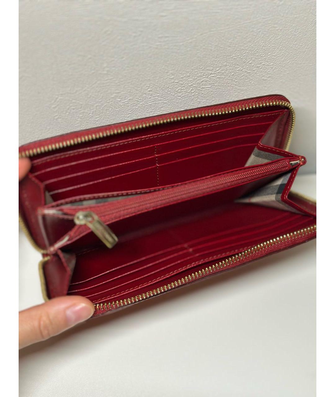 BURBERRY Красный кожаный кошелек, фото 7