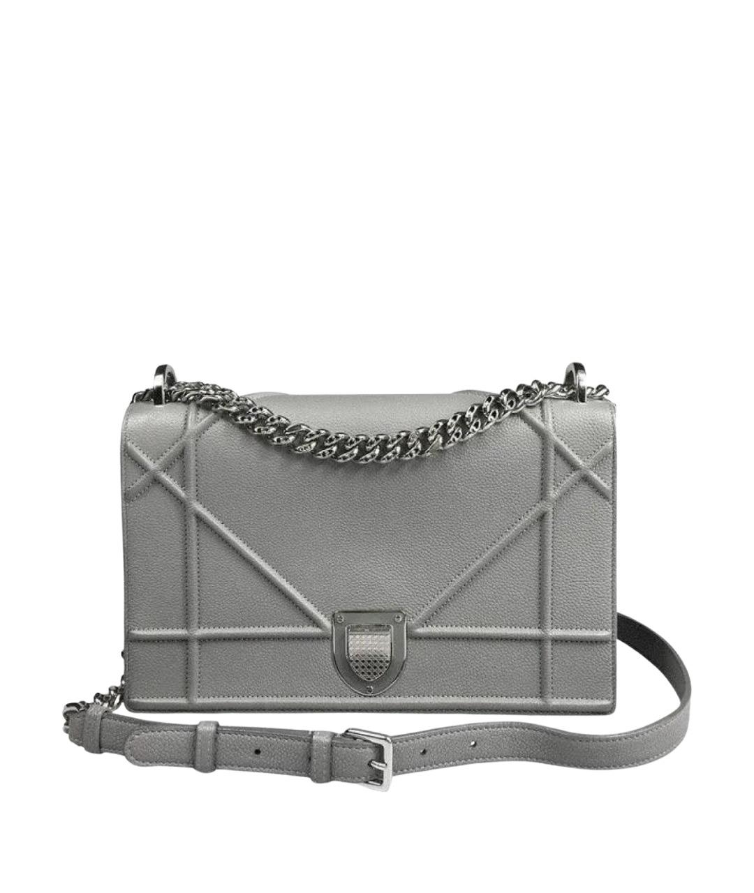 CHRISTIAN DIOR Серая кожаная сумка через плечо, фото 1