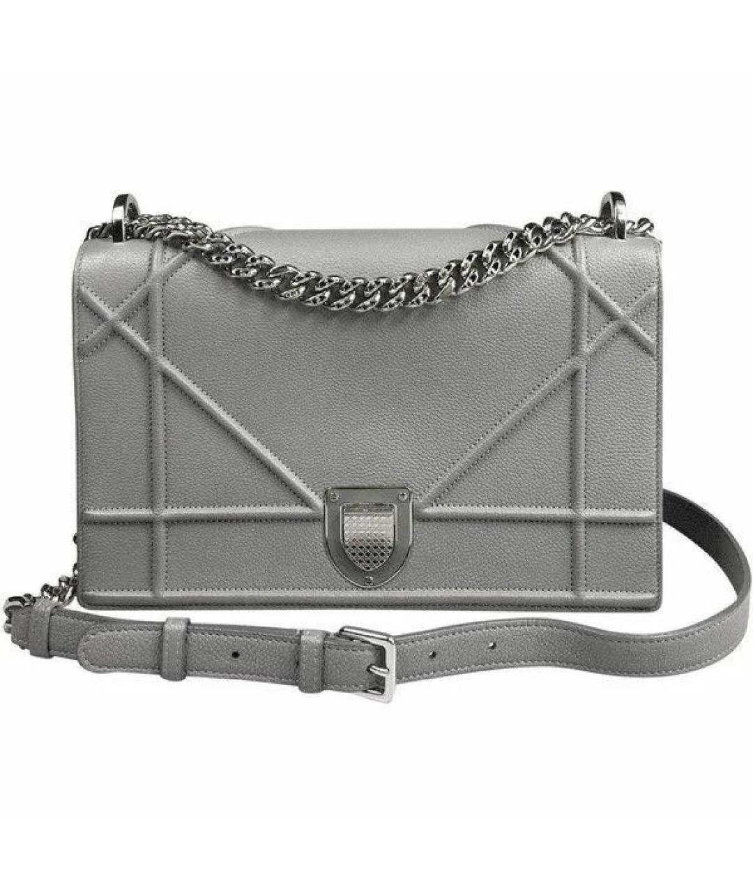 CHRISTIAN DIOR Серая кожаная сумка через плечо, фото 7