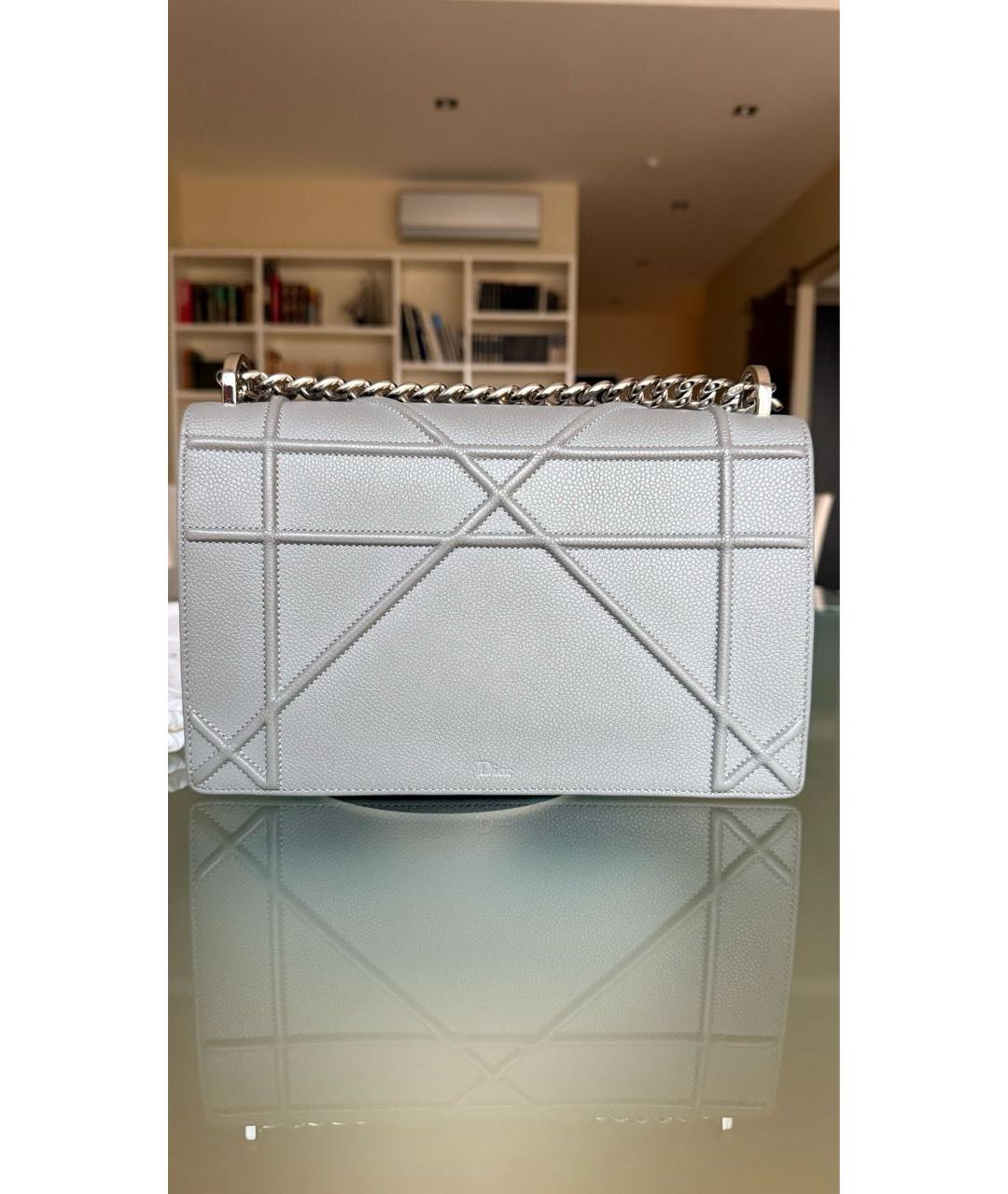 CHRISTIAN DIOR Серая кожаная сумка через плечо, фото 3