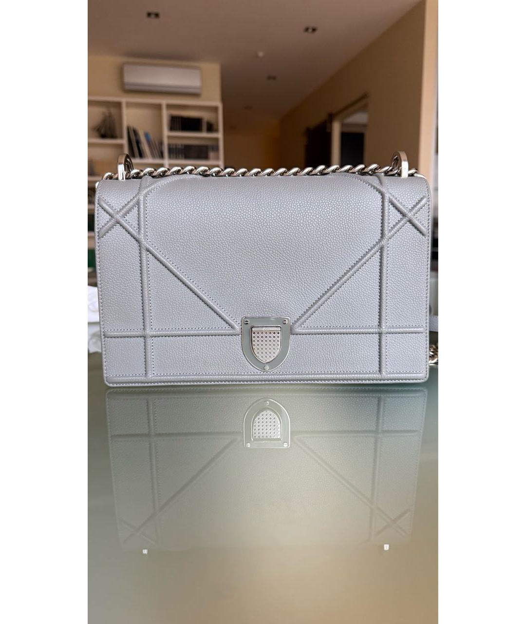 CHRISTIAN DIOR Серая кожаная сумка через плечо, фото 2