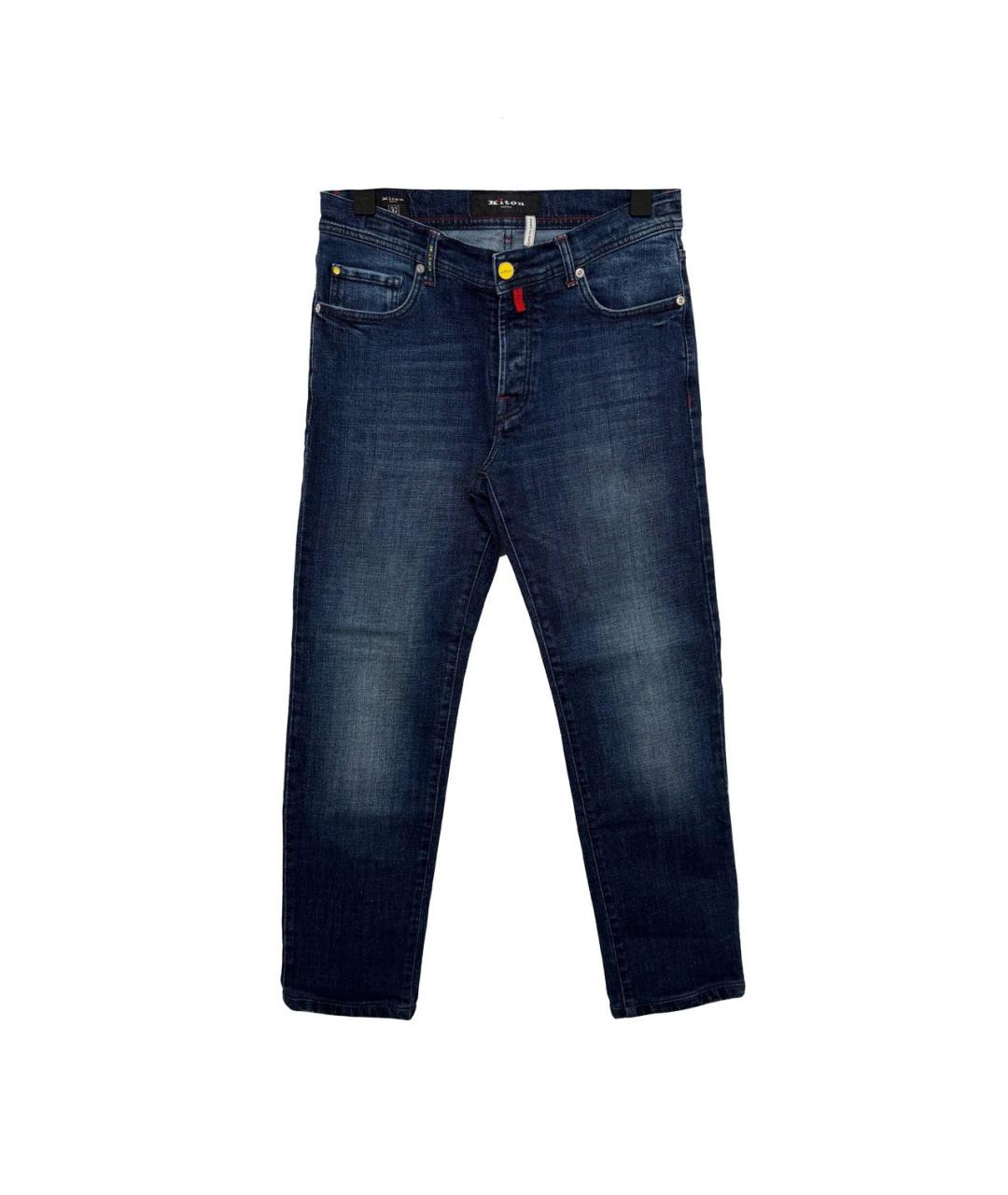 KITON Синие хлопковые прямые джинсы, фото 1