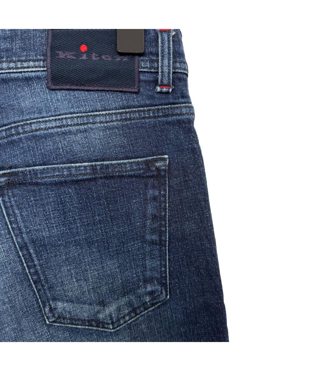KITON Синие хлопковые прямые джинсы, фото 3