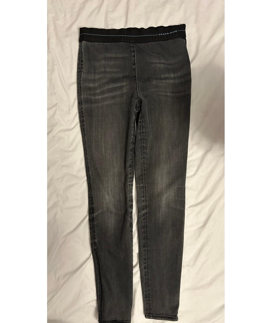 PRADA Антрацитовые хлопко-эластановые джинсы слим, фото 8