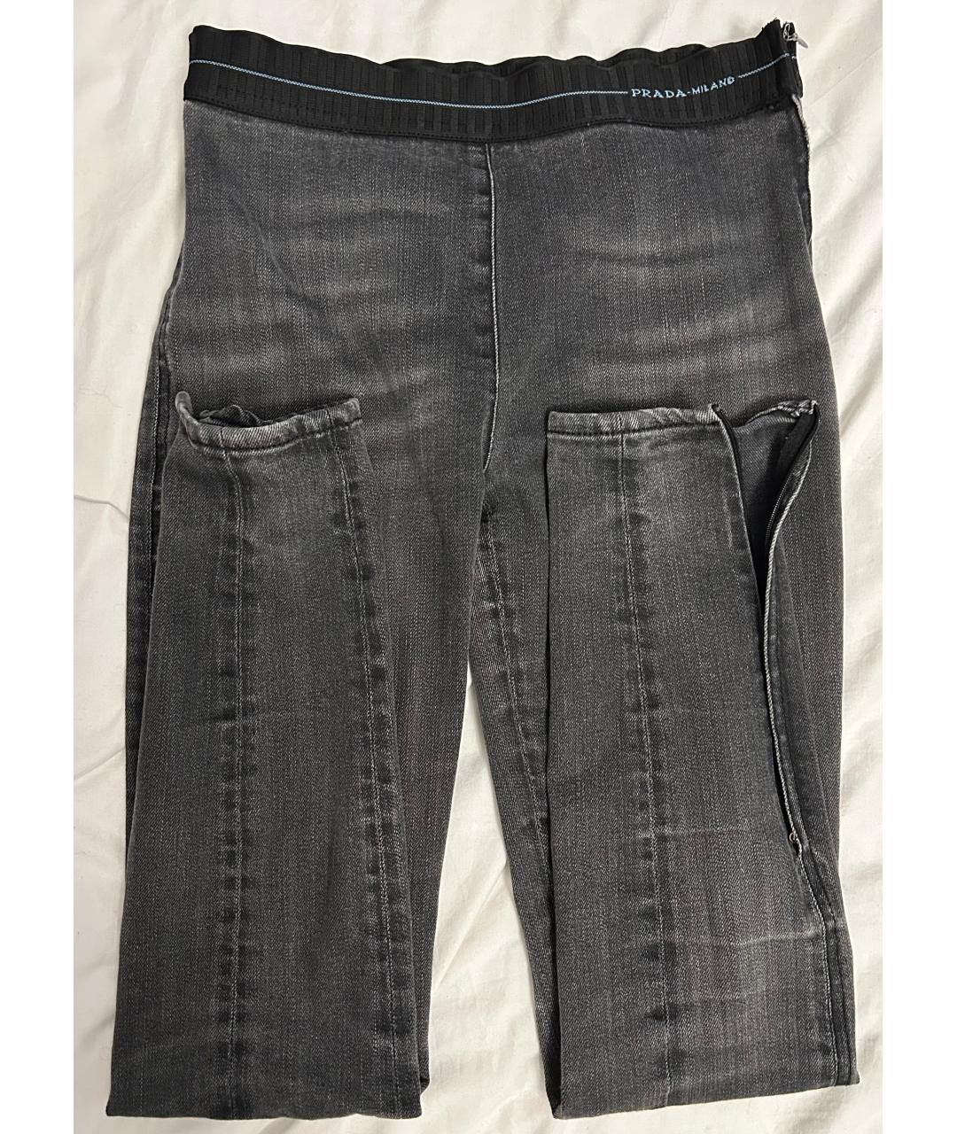 PRADA Антрацитовые хлопко-эластановые джинсы слим, фото 2