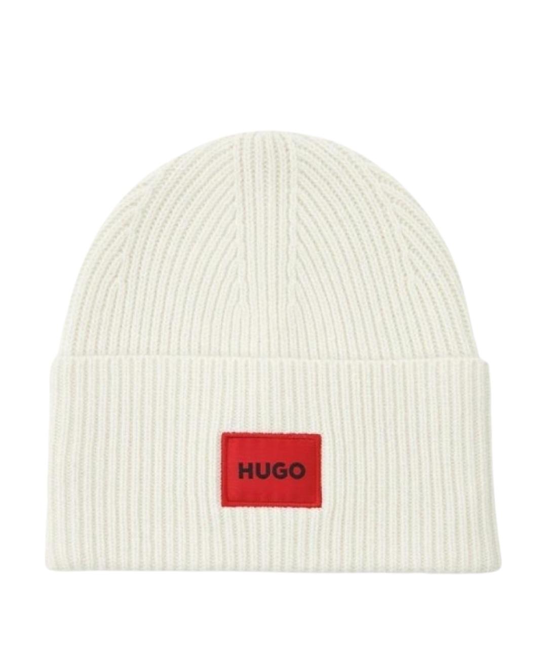 HUGO Белая шерстяная шапка, фото 1