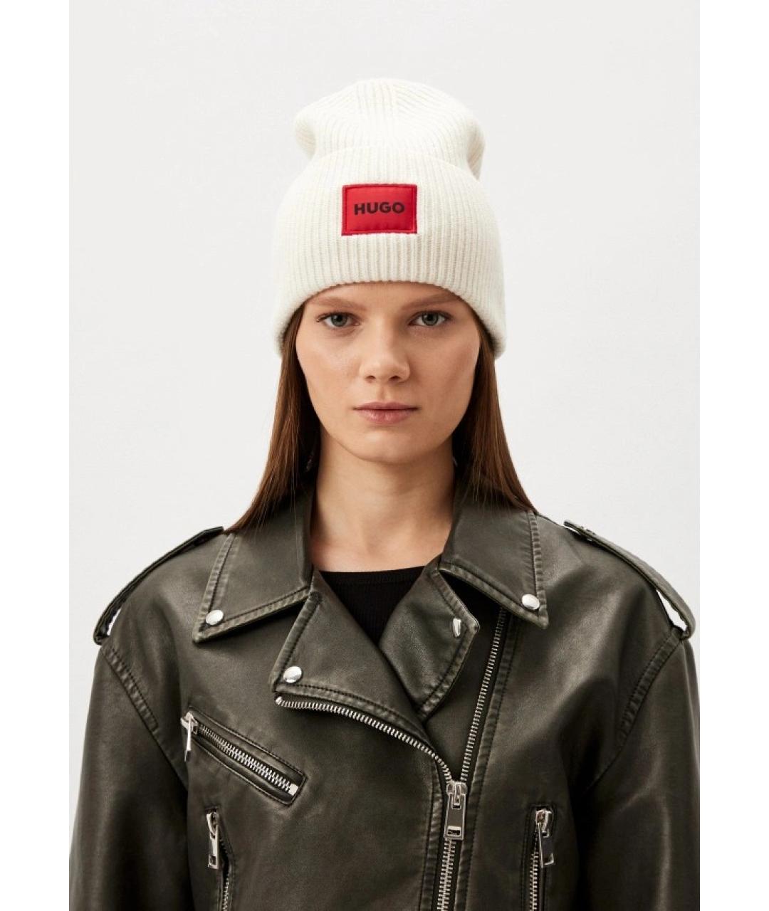 HUGO Белая шерстяная шапка, фото 3