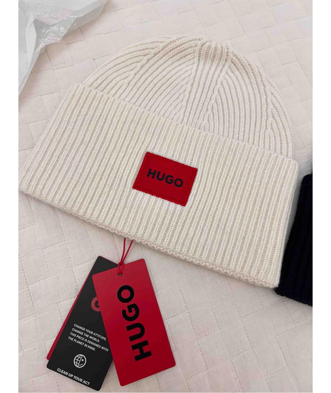 HUGO Белая шерстяная шапка, фото 6