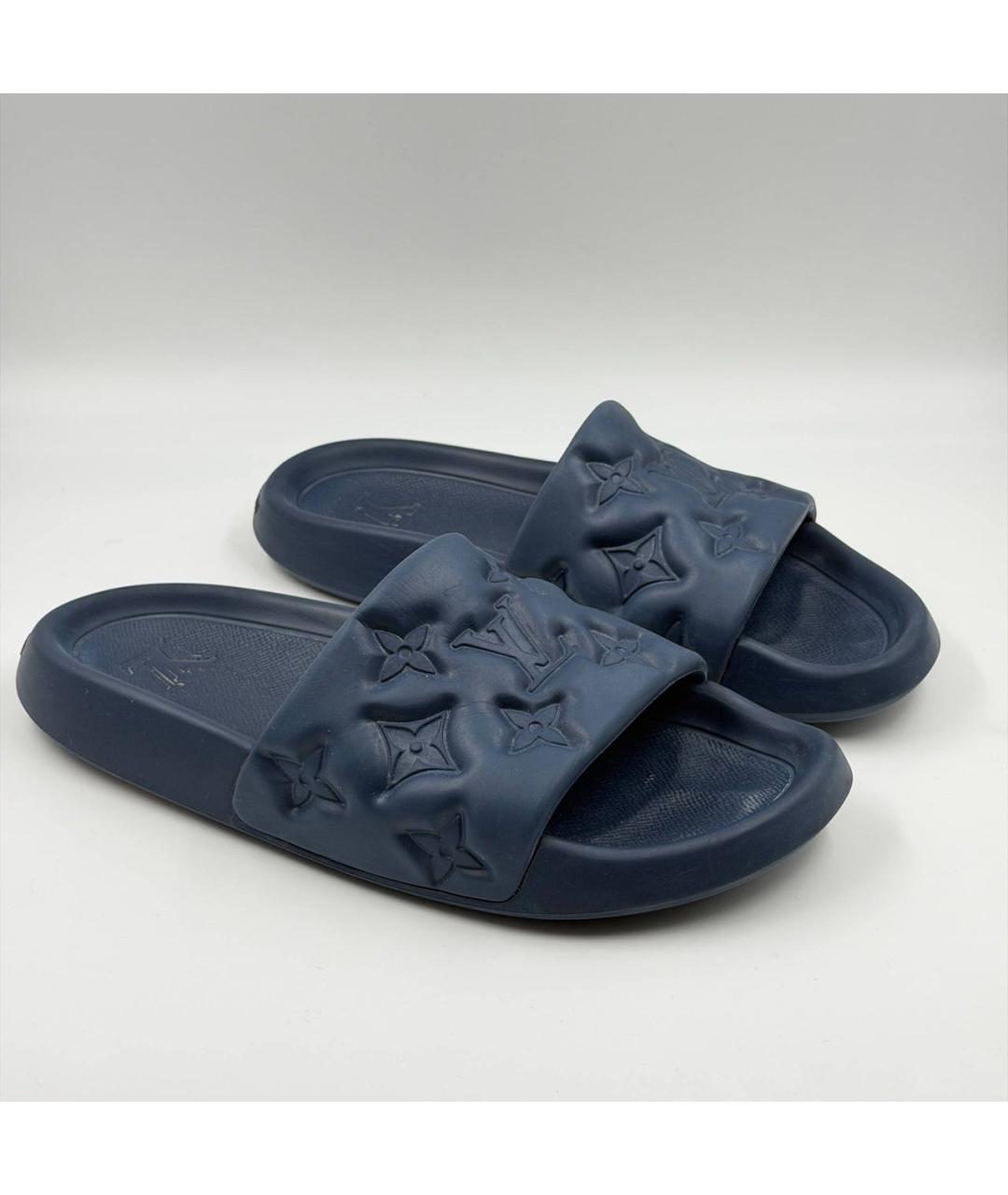 LOUIS VUITTON Темно-синие резиновые шлепанцы, фото 5