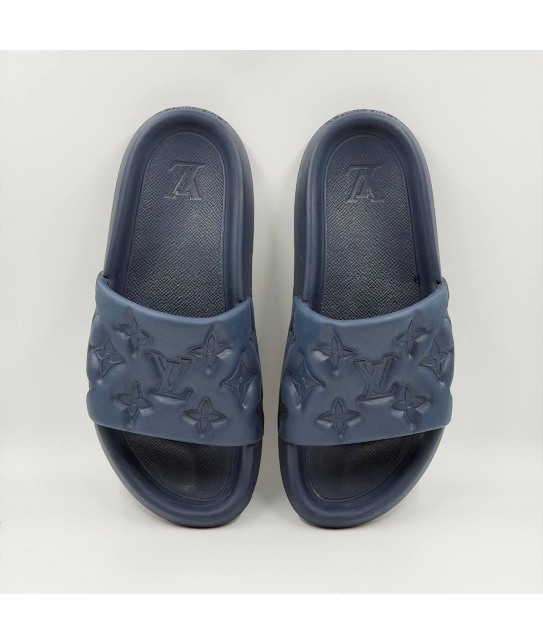 LOUIS VUITTON Темно-синие резиновые шлепанцы, фото 2