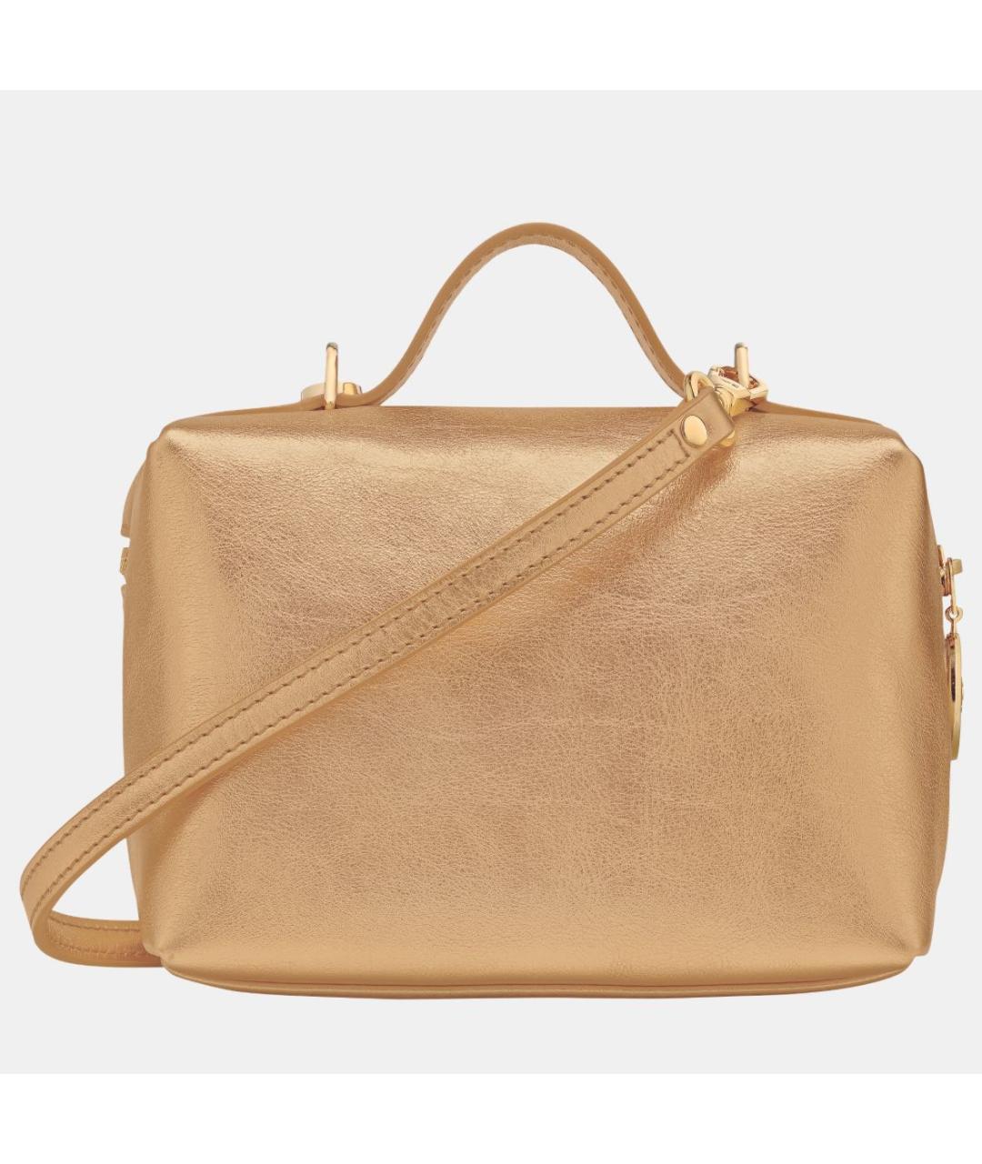 LONGCHAMP Золотая кожаная сумка с короткими ручками, фото 4