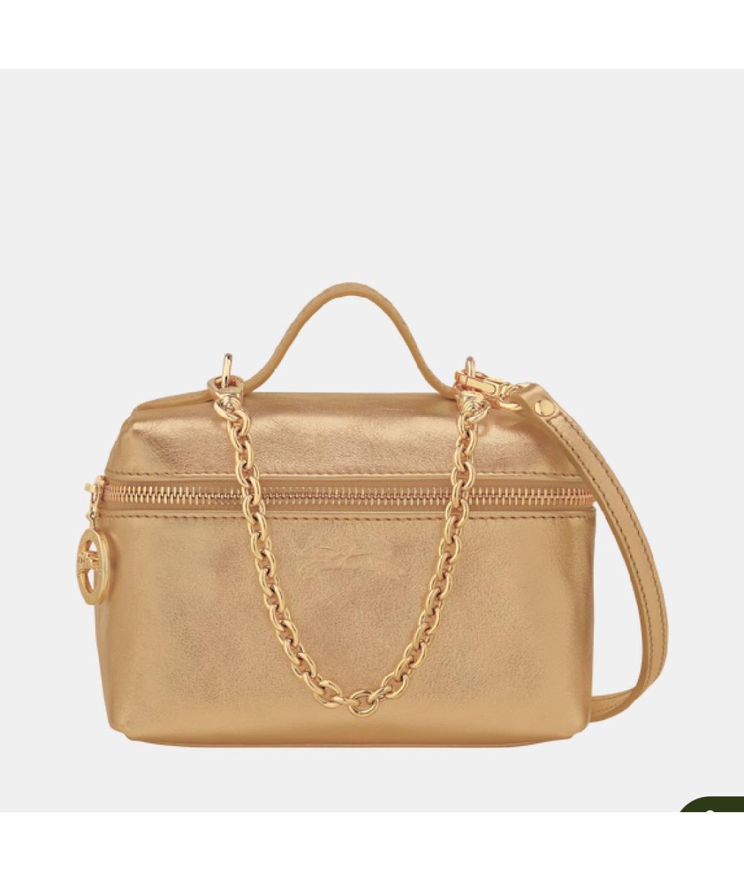 LONGCHAMP Золотая кожаная сумка с короткими ручками, фото 5
