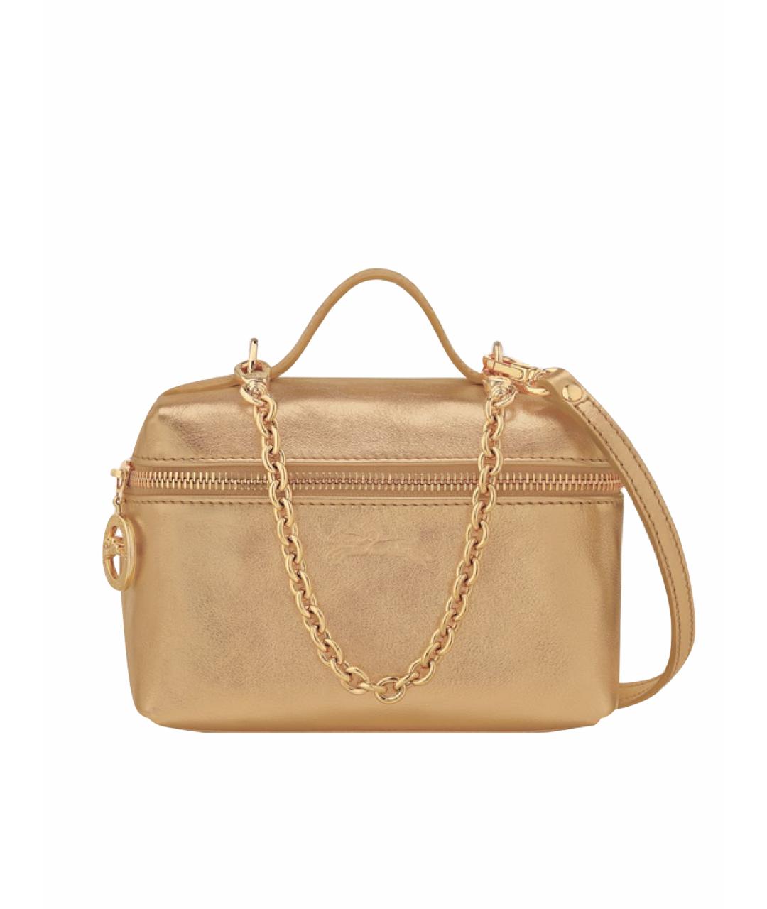 LONGCHAMP Золотая кожаная сумка с короткими ручками, фото 1