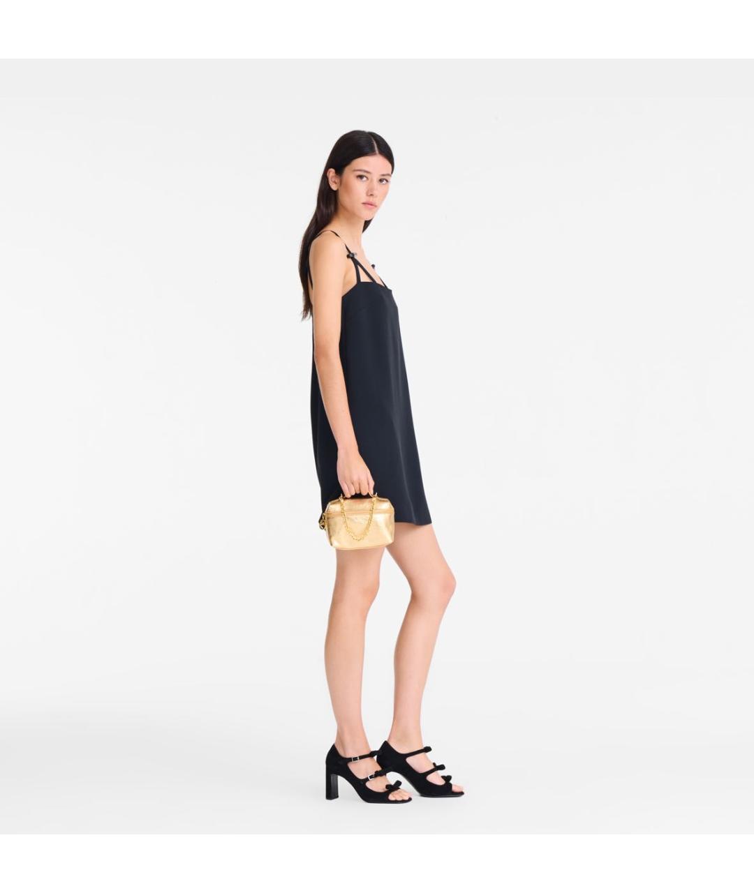 LONGCHAMP Золотая кожаная сумка с короткими ручками, фото 2