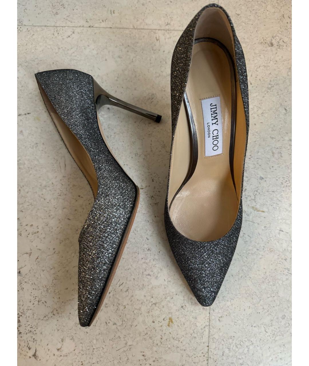 JIMMY CHOO Серебряные кожаные туфли, фото 3