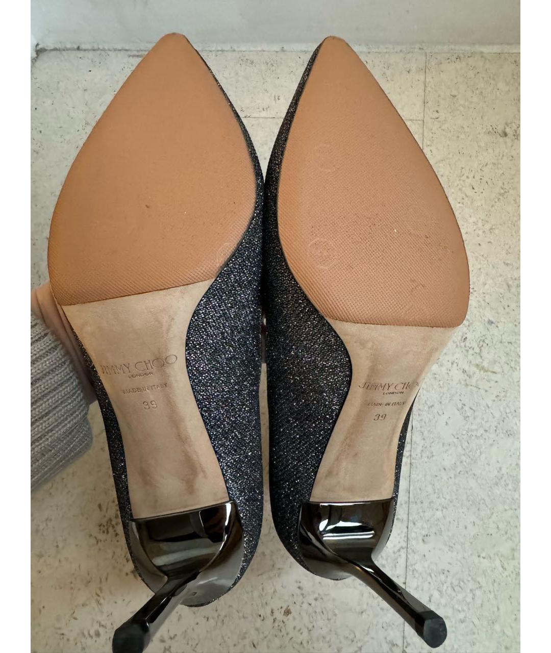 JIMMY CHOO Серебряные кожаные туфли, фото 4