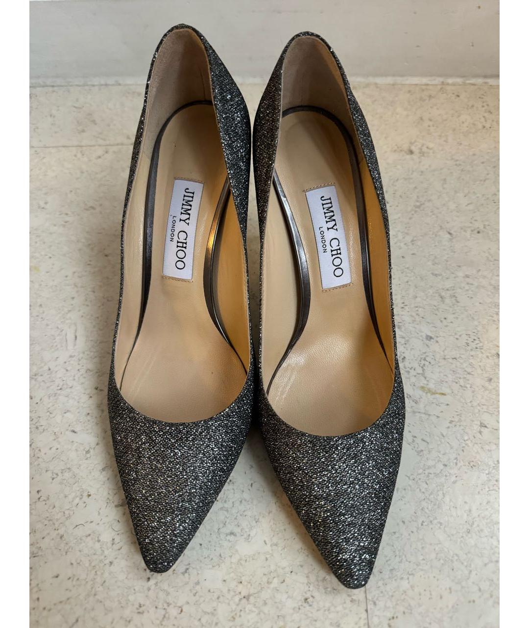 JIMMY CHOO Серебряные кожаные туфли, фото 2