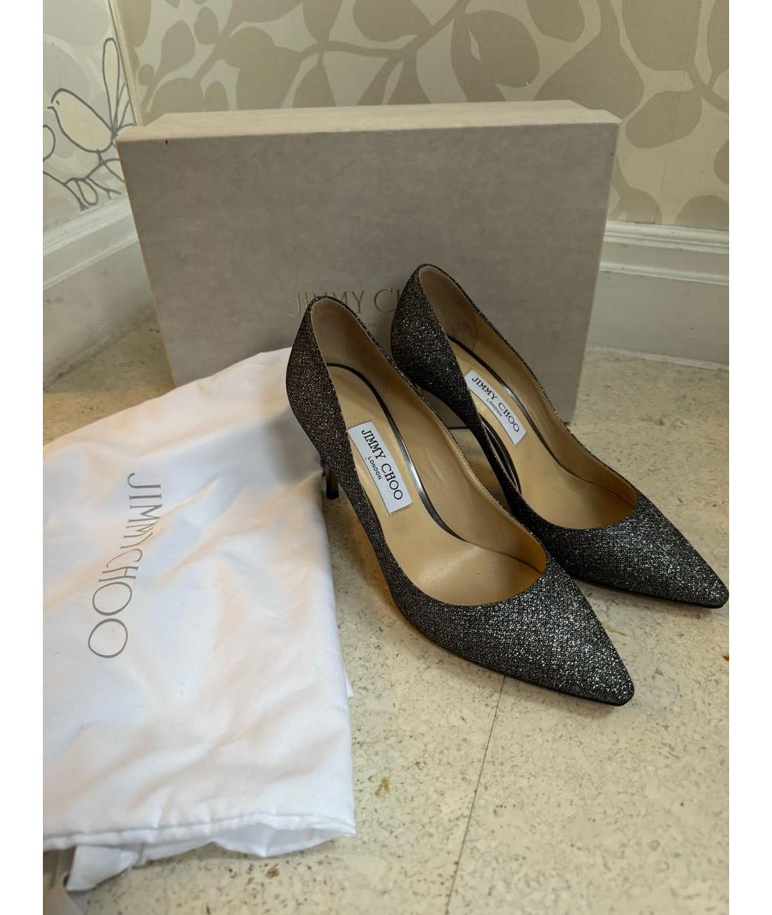 JIMMY CHOO Серебряные кожаные туфли, фото 5