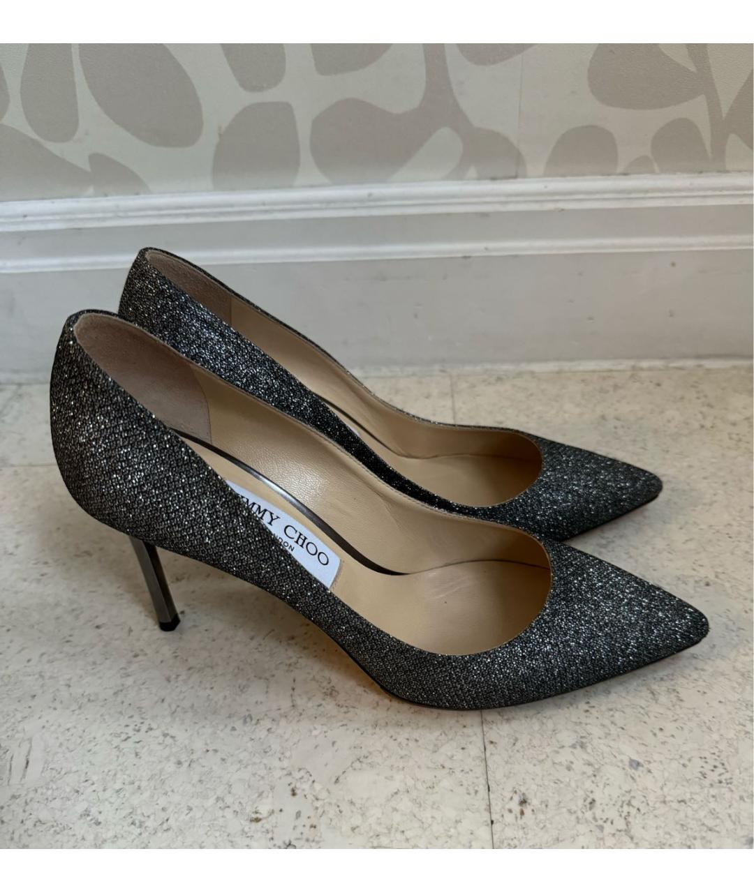 JIMMY CHOO Серебряные кожаные туфли, фото 6