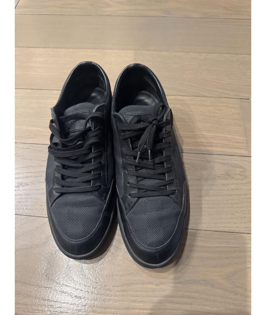 LOUIS VUITTON Темно-синие кожаные низкие кроссовки / кеды, фото 2