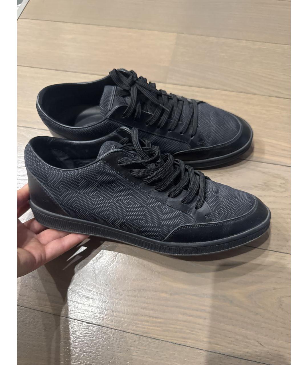 LOUIS VUITTON Темно-синие кожаные низкие кроссовки / кеды, фото 4