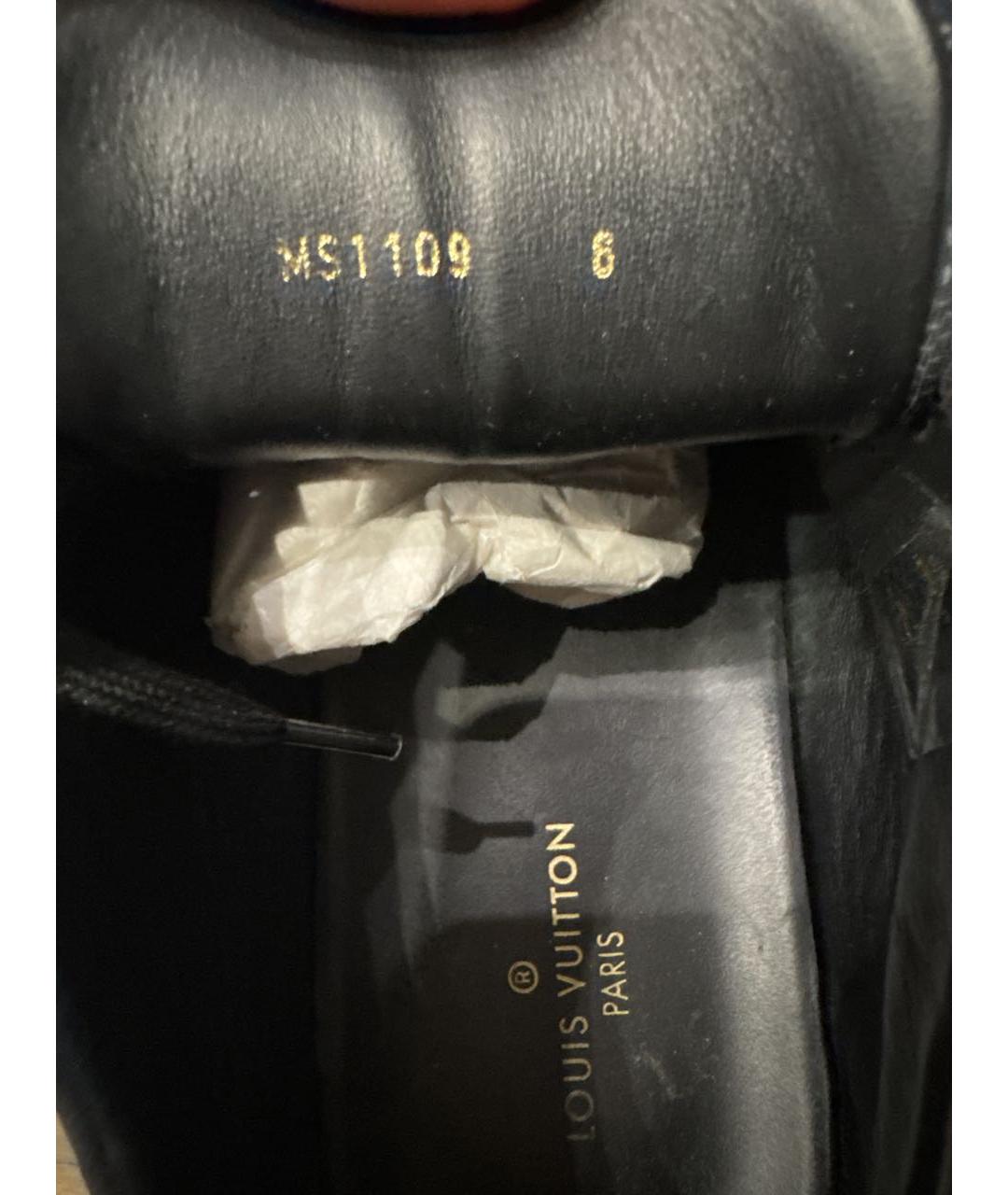 LOUIS VUITTON Темно-синие кожаные низкие кроссовки / кеды, фото 3