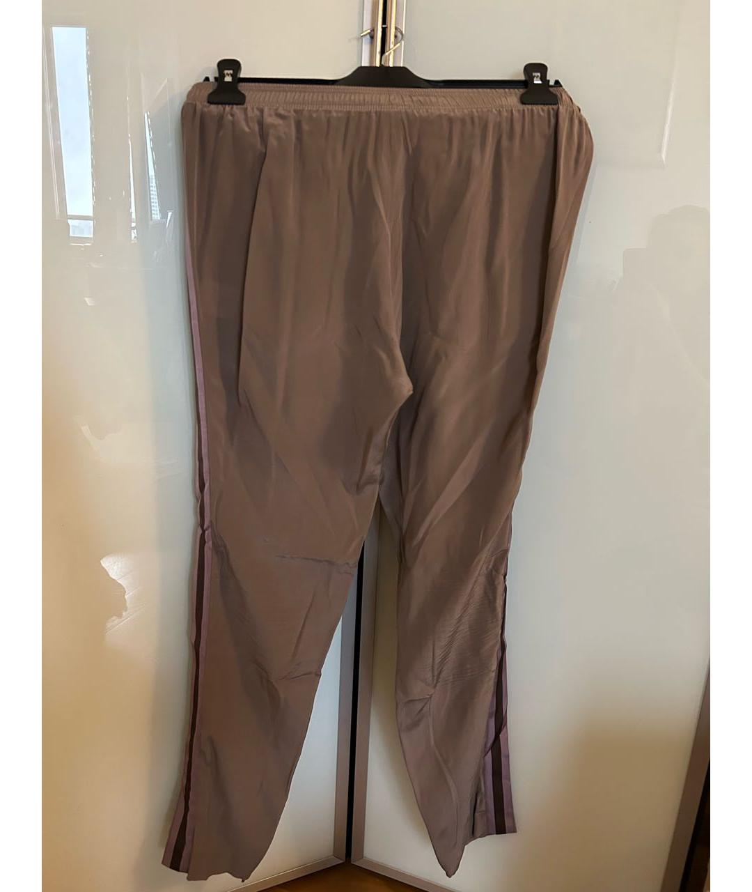 GUCCI Коричневые шелковые прямые брюки, фото 2