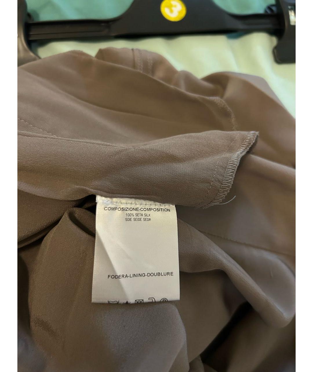 GUCCI Коричневые шелковые прямые брюки, фото 6