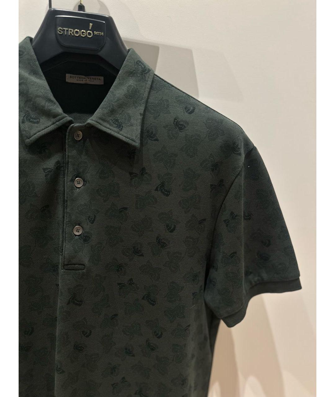BOTTEGA VENETA Зеленые хлопковое поло с коротким рукавом, фото 3