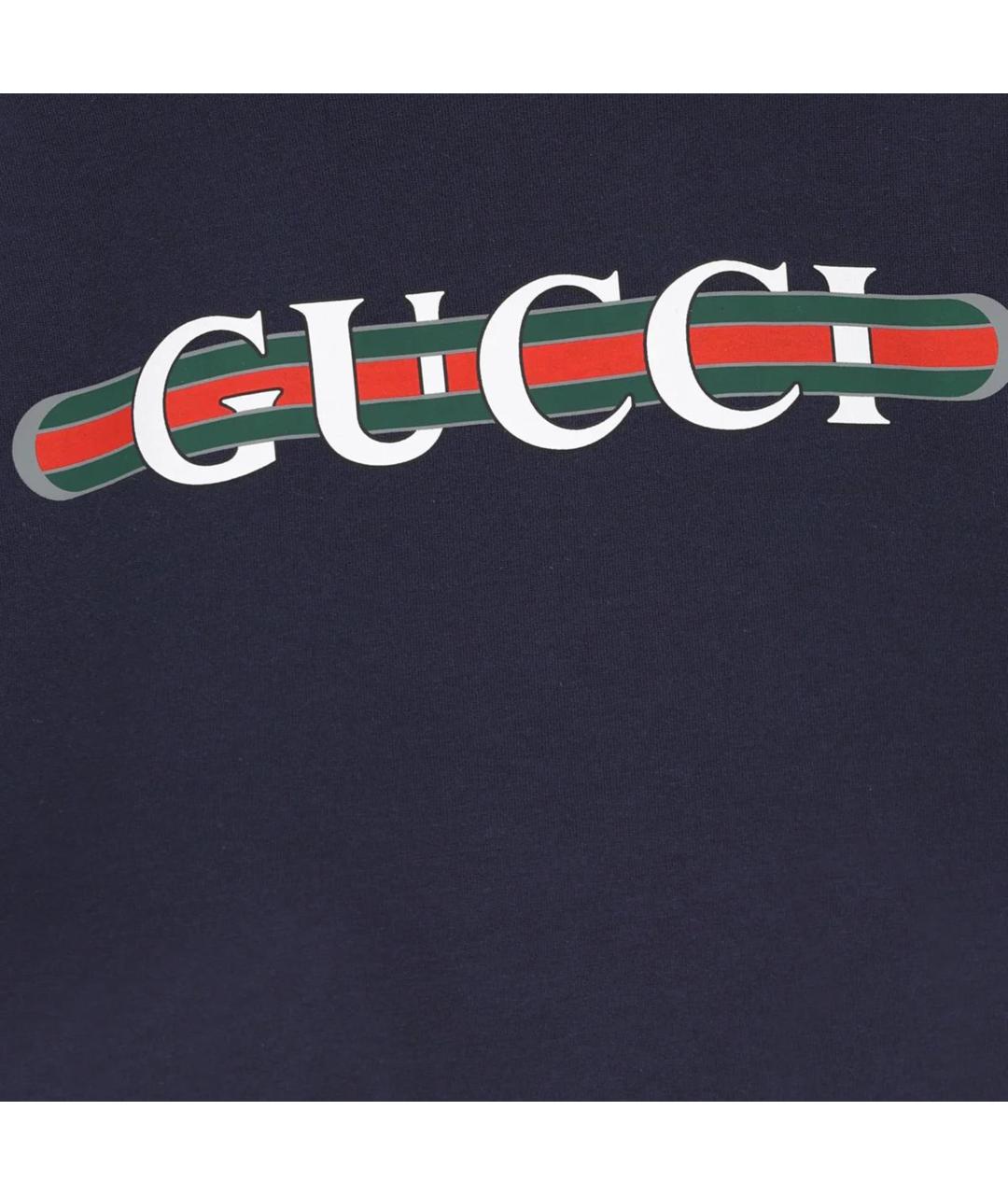 GUCCI Темно-синяя хлопковая футболка, фото 3