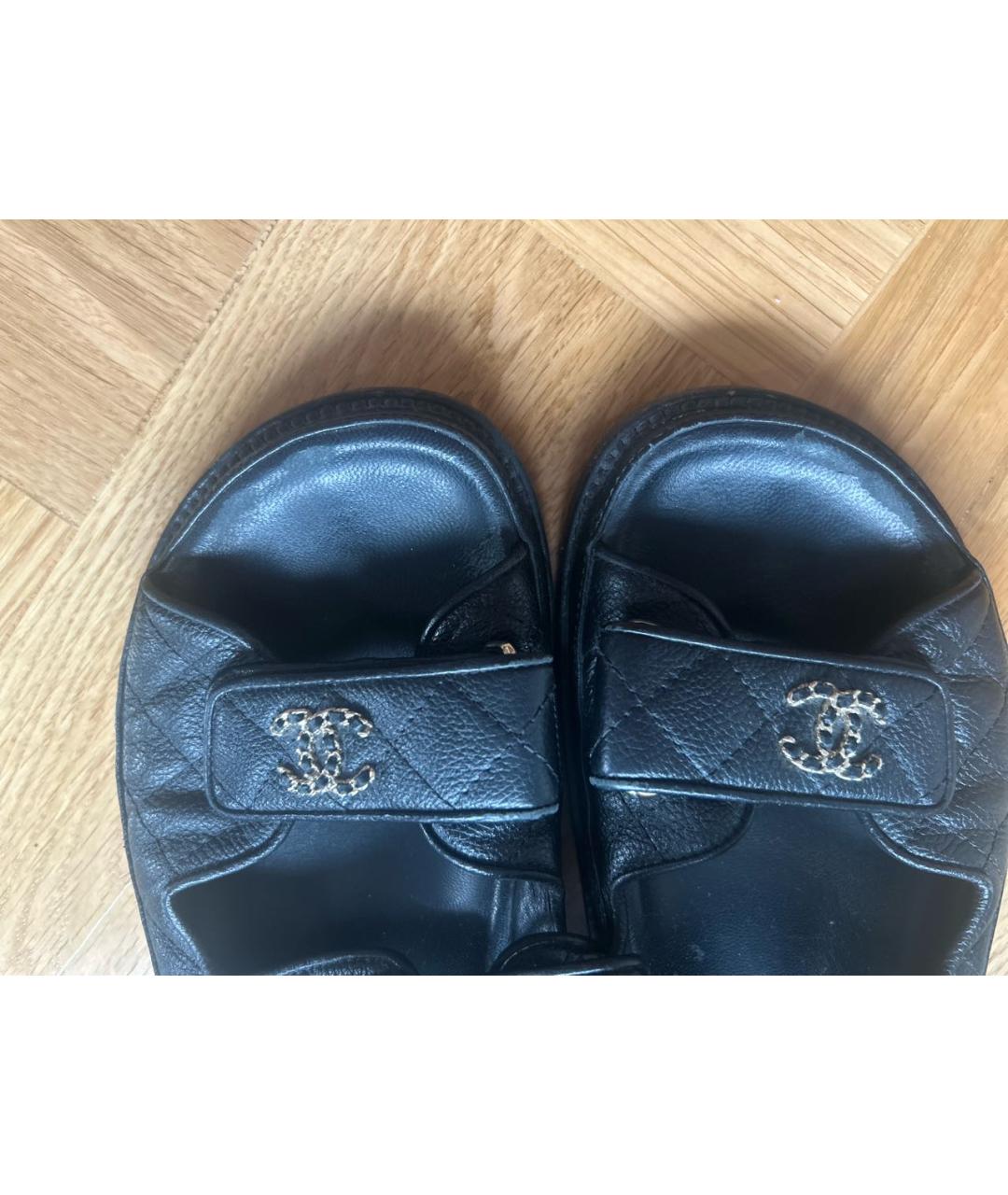 CHANEL Черные кожаные сандалии, фото 6