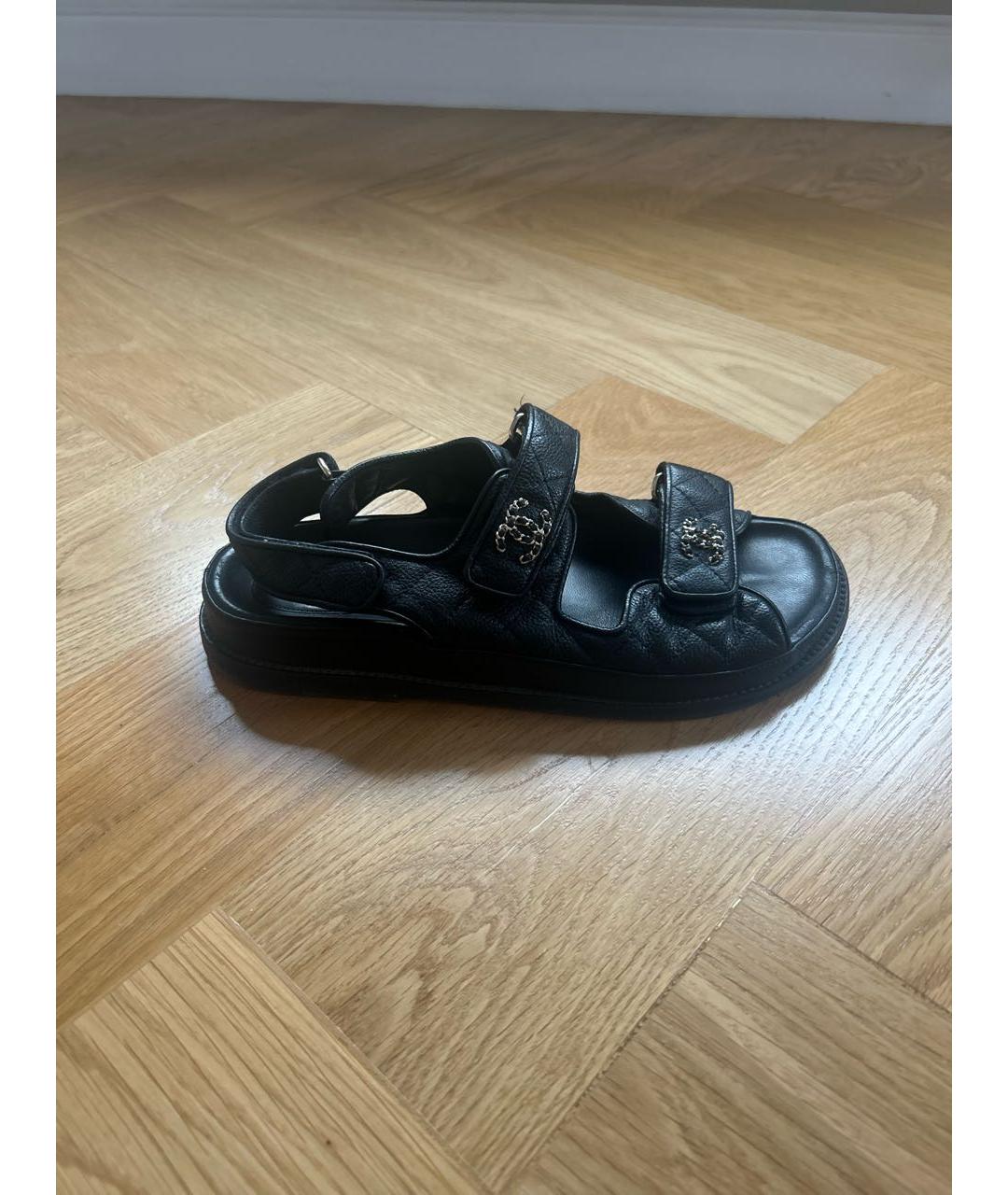 CHANEL Черные кожаные сандалии, фото 8