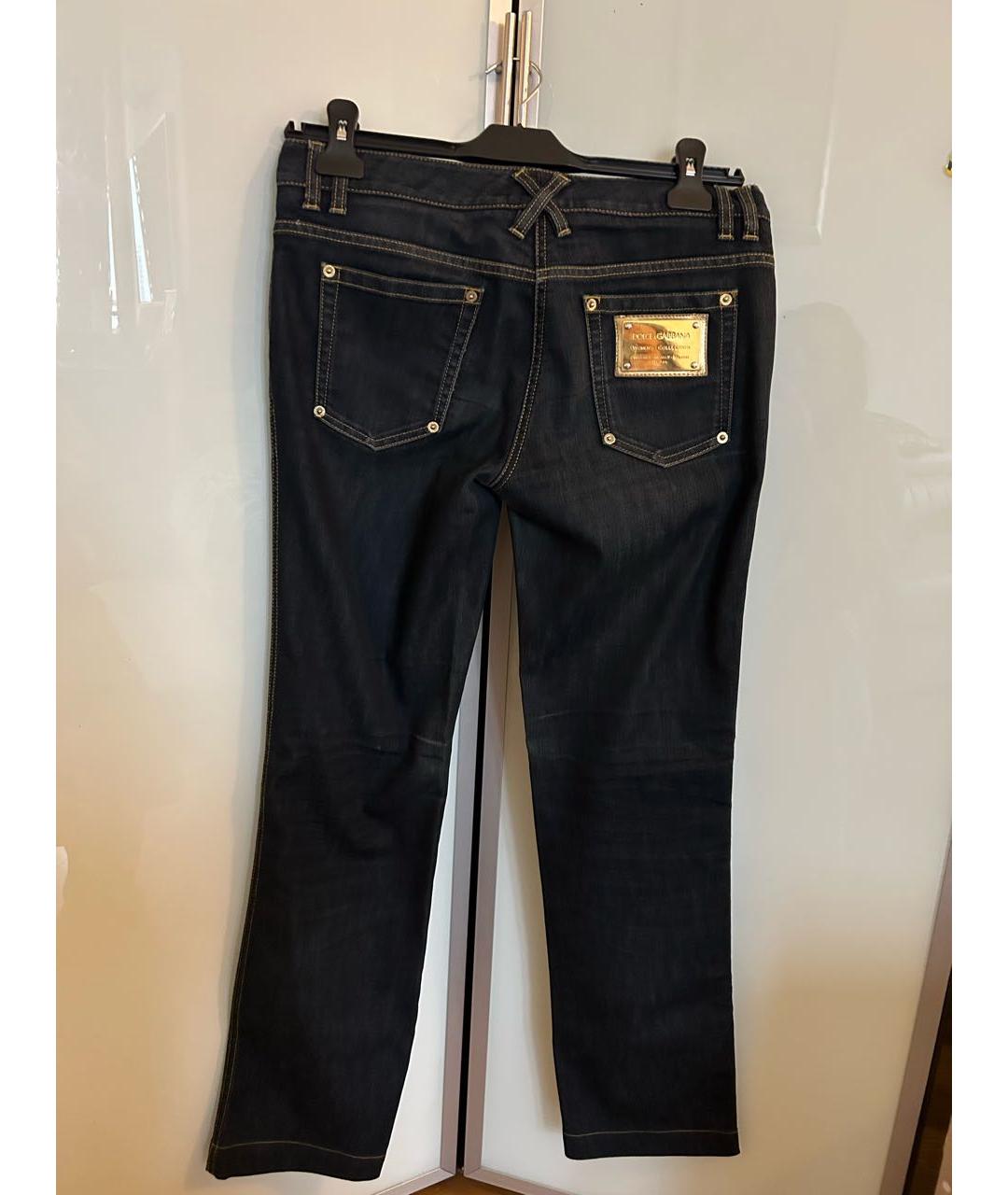 DOLCE&GABBANA Темно-синие хлопко-эластановые прямые джинсы, фото 2