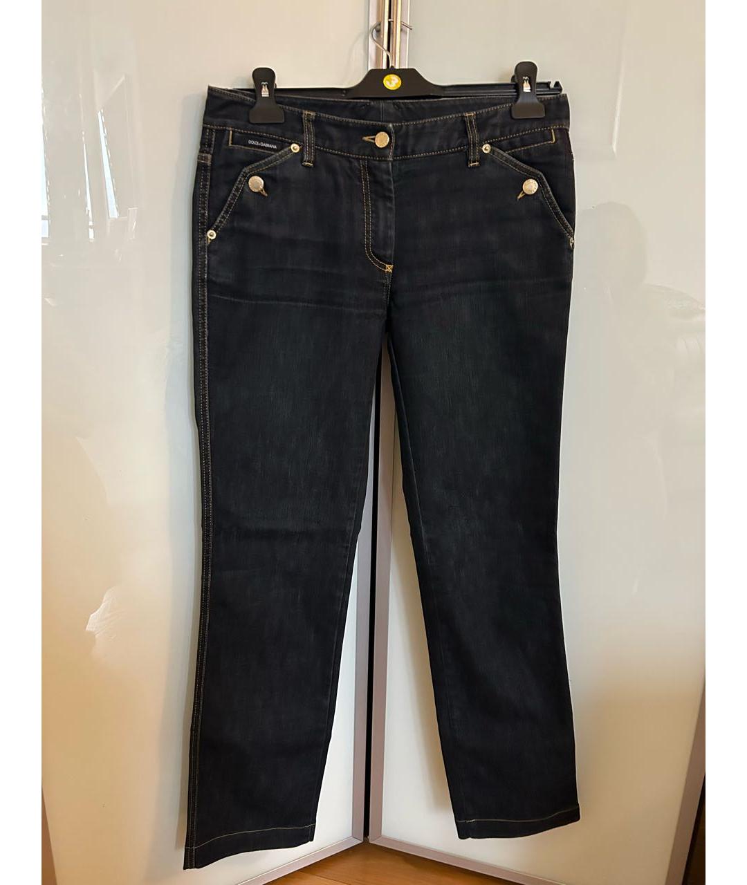 DOLCE&GABBANA Темно-синие хлопко-эластановые прямые джинсы, фото 5